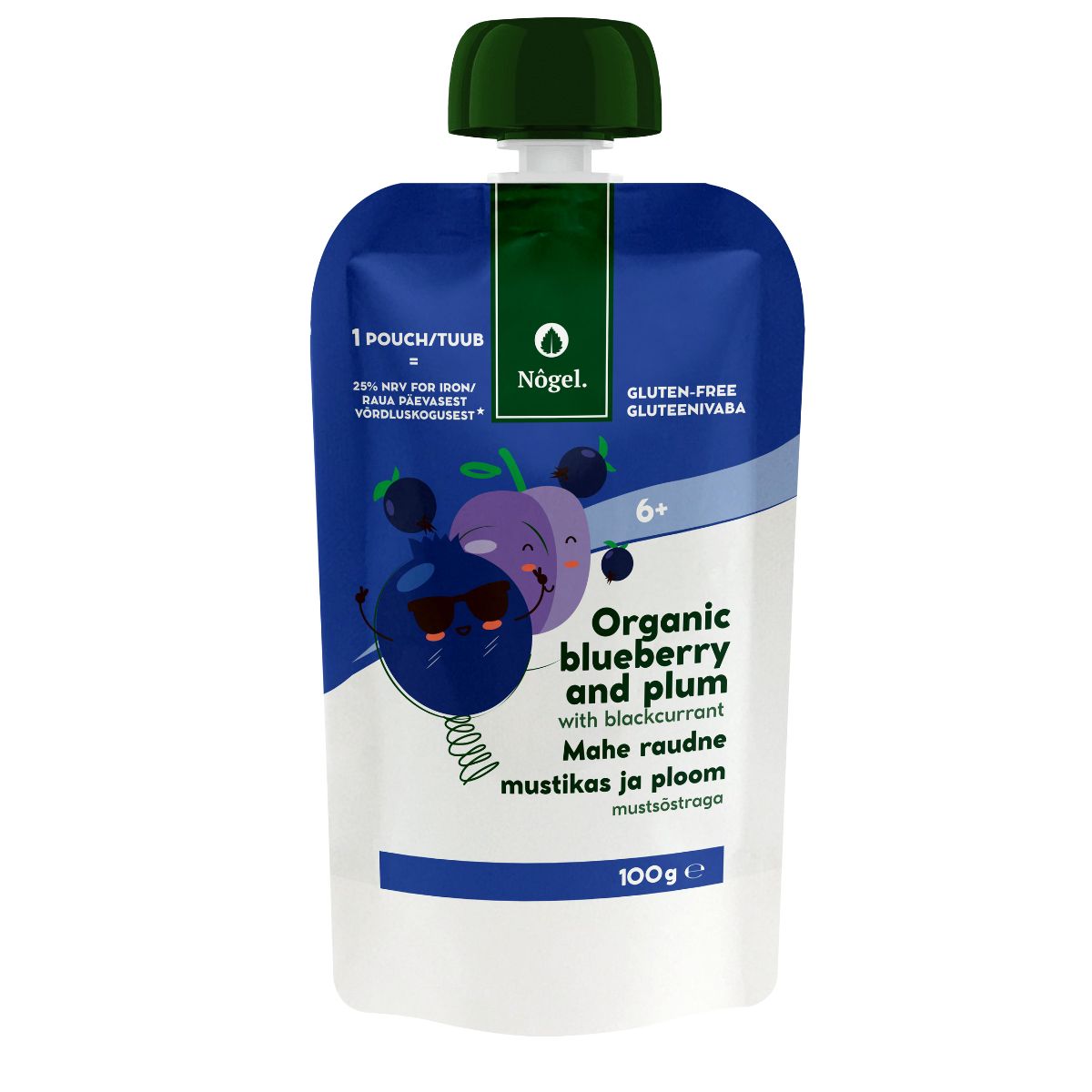 Iron fortified organic blueberry and plum with blackcurrant, 100 g