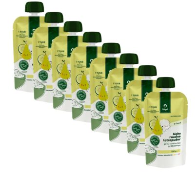 8-PACK: Organic iron fortified buckwheat porridge with pear, zucchini and cauliflower, 100 g x 8