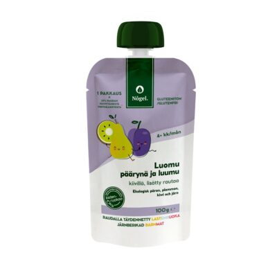 Organic pear and plum with kiwi and iron, 100 g