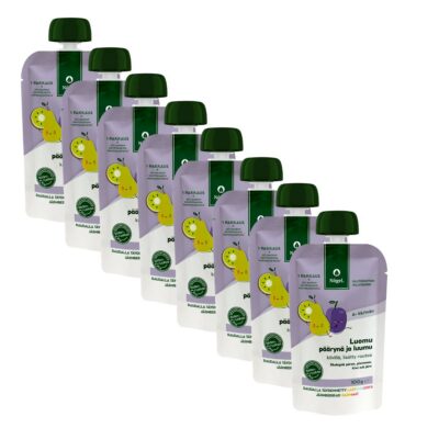8-PACK: Organic pear and plum with kiwi and iron, 100 g x 8