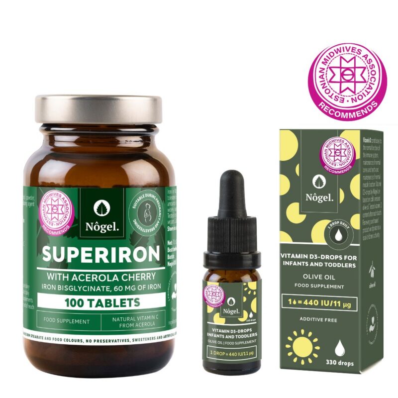 Pregnancy combo: Superiron 60 mg and D3-drops for babies and toddlers 440 IU/11 μg, 10 ml