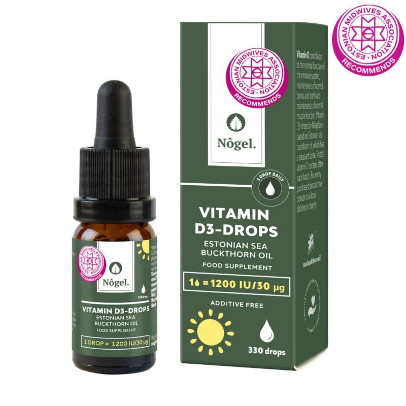 D3-drops with Estonian sea buckthorn oil, 1200 IU/30 μg, 10 ml (BB 18.12.2025)