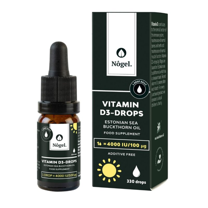 D3-drops with Estonian sea buckthorn oil, 4000 IU/100 μg, 10 ml