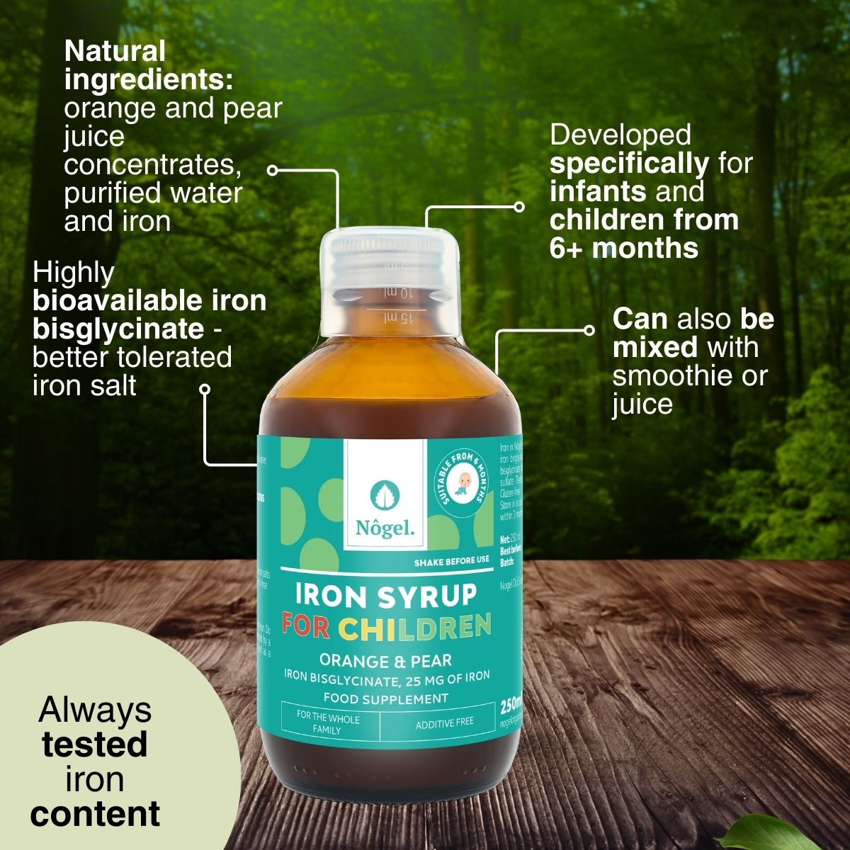 Iron syrup for children with orange and pear from 6 months, 250 ml, 25 mg/10 ml - Image 4