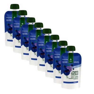 8-PACK: Iron fortified organic blueberry and plum with blackcurrant, 100 g x 8