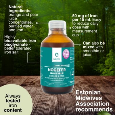 NOGEFER Iron syrup with orange and pear, 250 ml, 50 mg/15 ml - Image 2