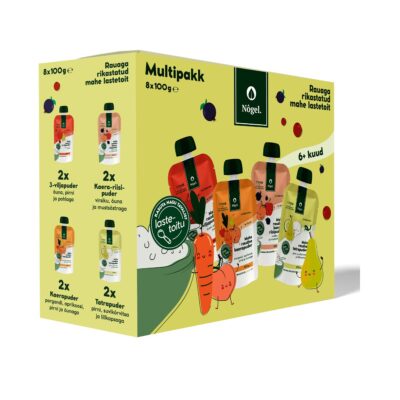MULTIPACK: 4 different organic iron fortified porridges x 2 pouches, 8 x 100 g