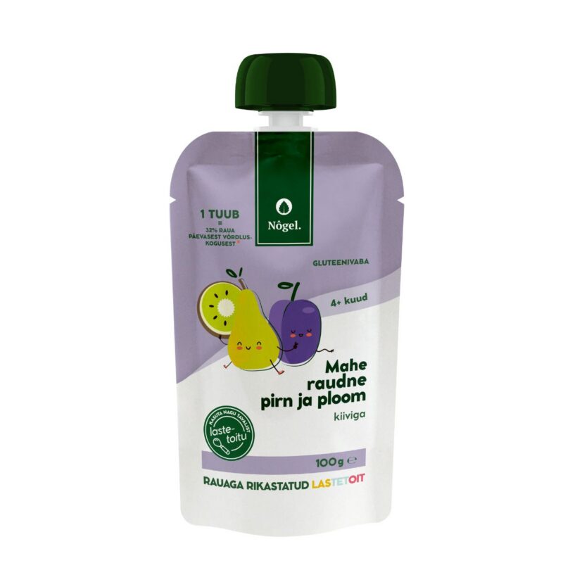 Organic iron fortified pear and plum with kiwi, 100 g
