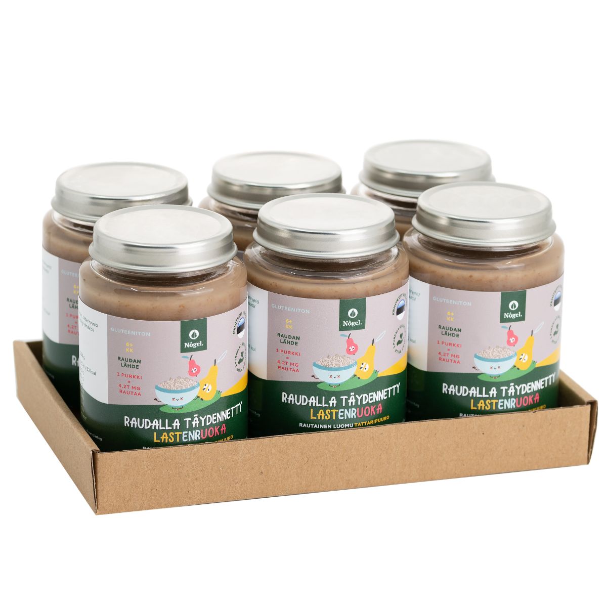 6-PACK: Iron fortified organic buckwheat porridge with pear, 190 g x 6