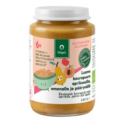 Iron fortified organic oatmeal with apricots, pear and apple, 190 g